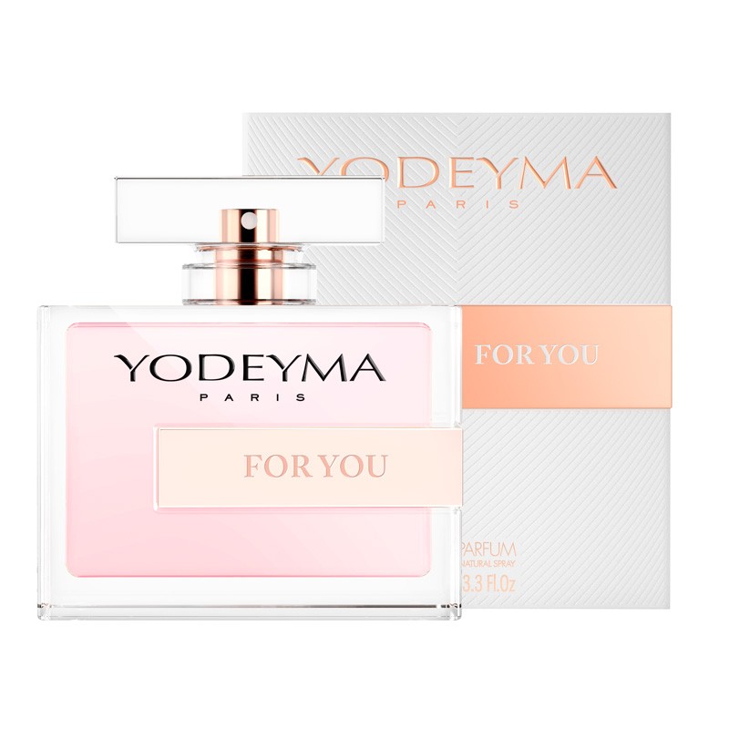 frasco de perfume YODEYMA PARIS rosa com embalagem branca