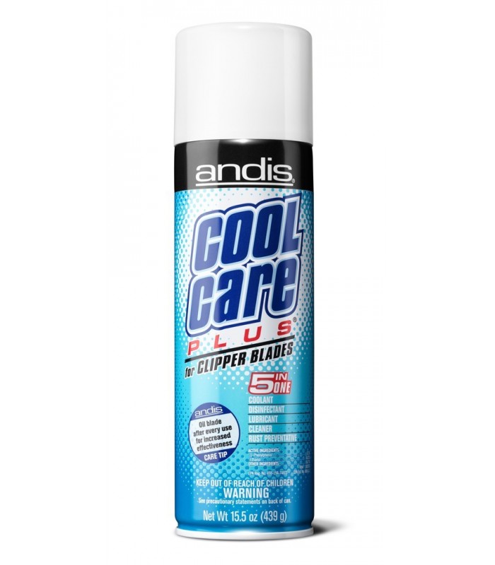 Spray para lâminas andis Cool Care PLUS azul e branco com tampa branca