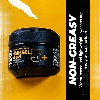 Gel de cabelo profissional com argan em frasco preto e texto dourado