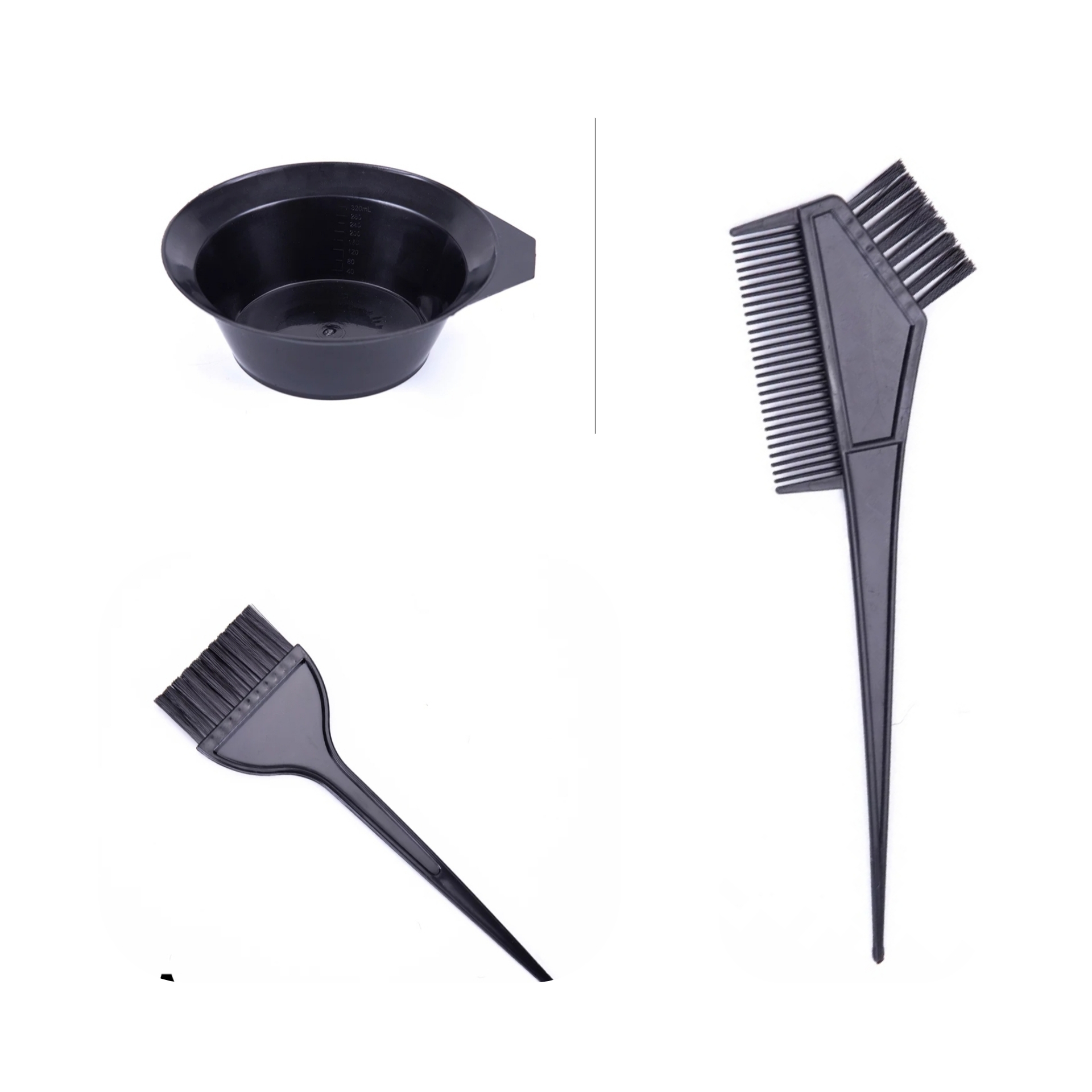 Conjunto para coloração de cabelo com tigela e pincel, cor preta