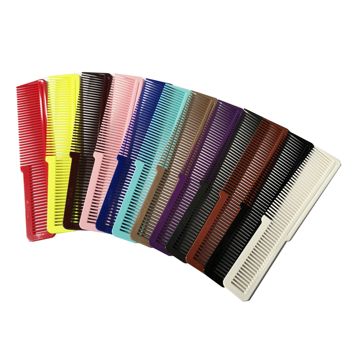 Conjunto de pentes coloridos em plástico com dentes finos e grossos