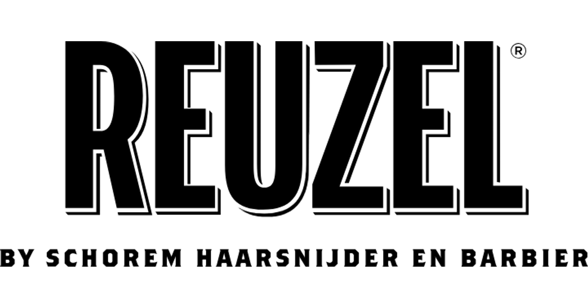 Logótipo REUZEL com texto adicional em fundo branco
