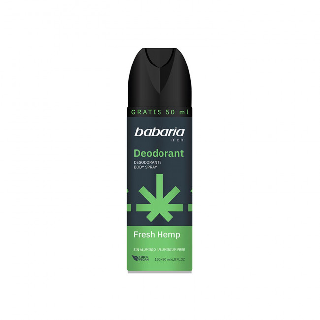 Desodorizante spray Babaria Men Fresh Hemp preto e verde