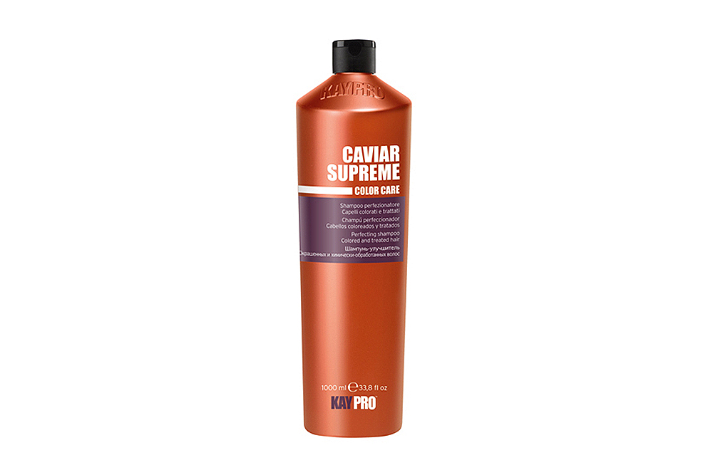 Frasco laranja Caviar Supreme Color Care com tampa preta