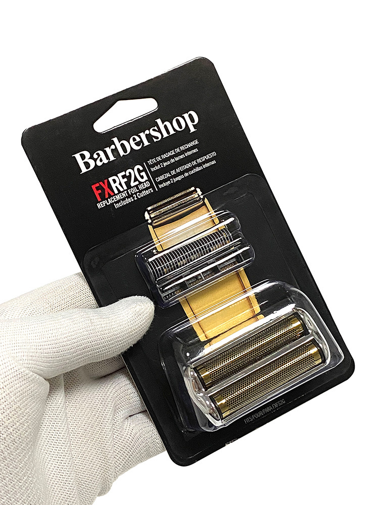 Pacote de reposição Barbershop FXRF2G para barbeadores com lâminas douradas em embalagem preta