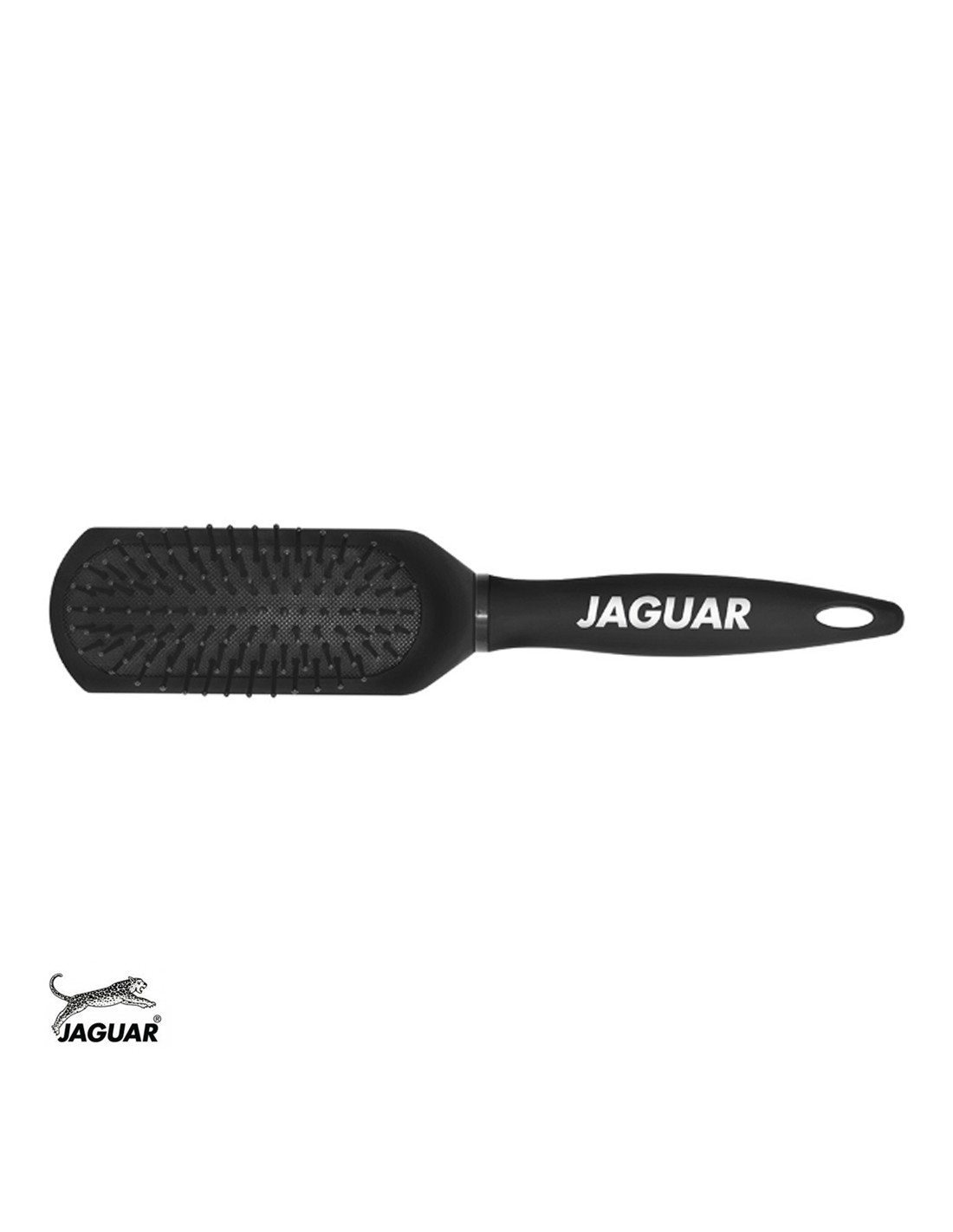 Escova de cabelo preta com a marca JAGUAR no cabo