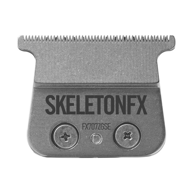 Cabeça metálica para máquina de cortar cabelo com texto SKELETONFX