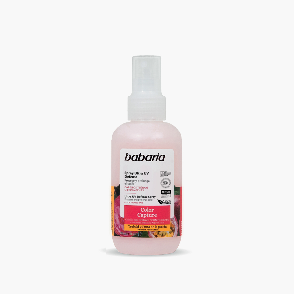 Frasco spray babaria Ultra UV Defense rosa com rótulo e tampa translúcida