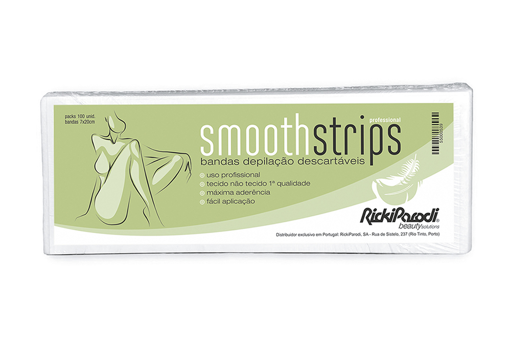 Embalagem de bandas de depilação descartáveis Smooth Strips verde e branco