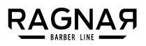 Logótipo preto RAGNAR BARBER LINE em fundo branco