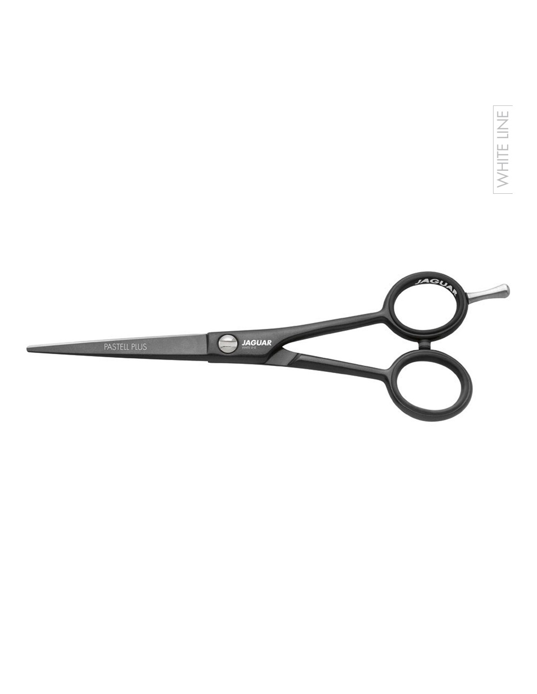 tesoura de cabelo preta fosca com apoio metálico para o dedo