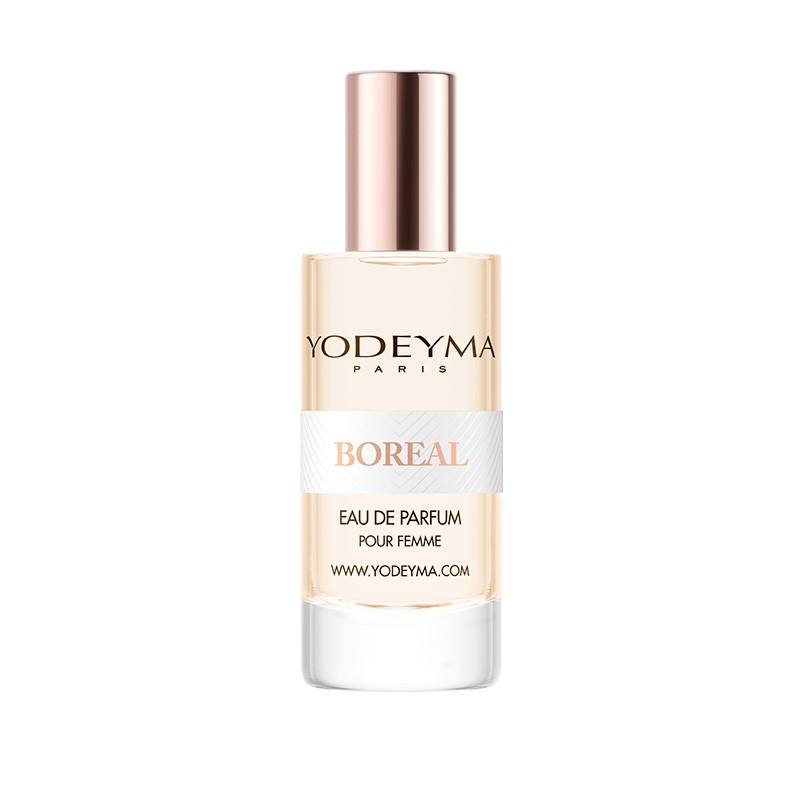 Frasco de perfume YODEYMA BOREAL com tampa rose gold