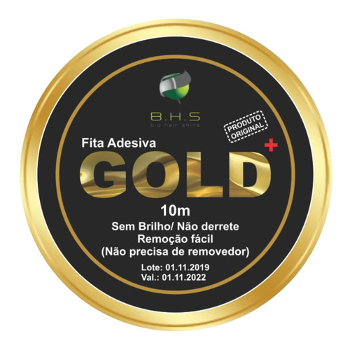 Rótulo de fita adesiva GOLD preta e dourada, 10m, B.H.S