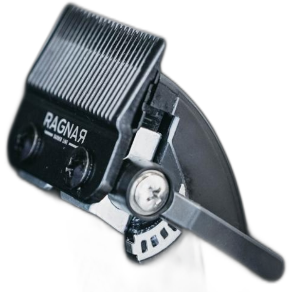 Cabeça de máquina de cortar cabelo preta com marca RAGNAR