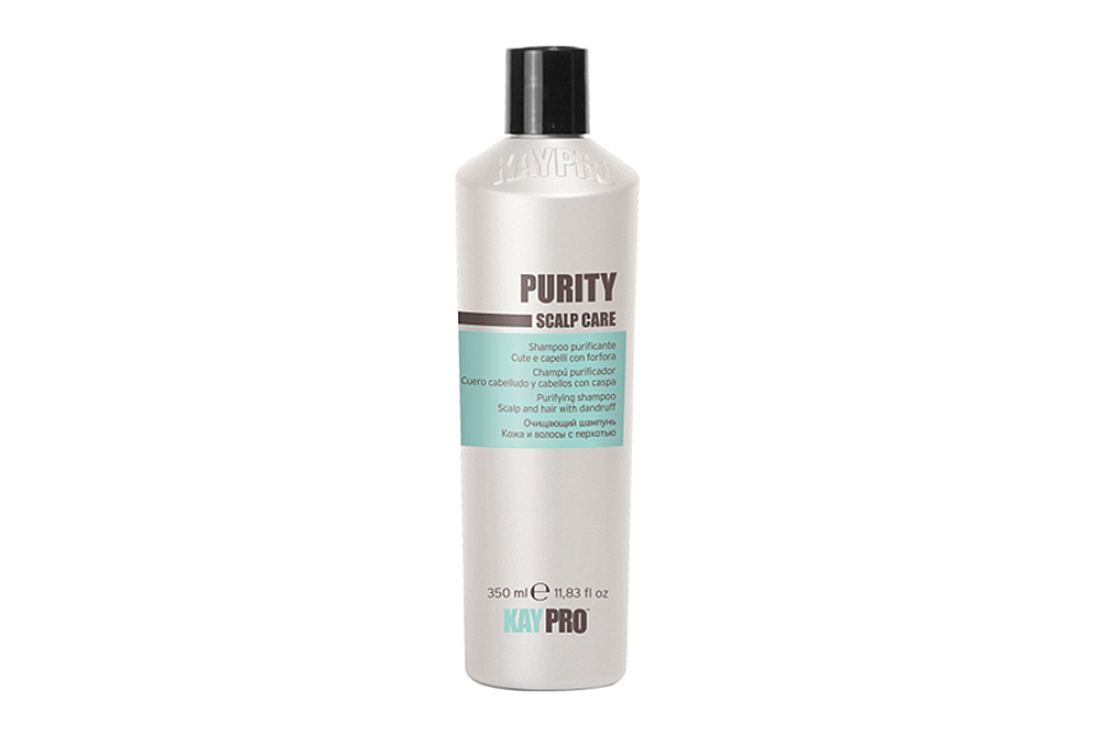 Frasco branco de produto para cabelo Purity Scalp Care RAY PRO