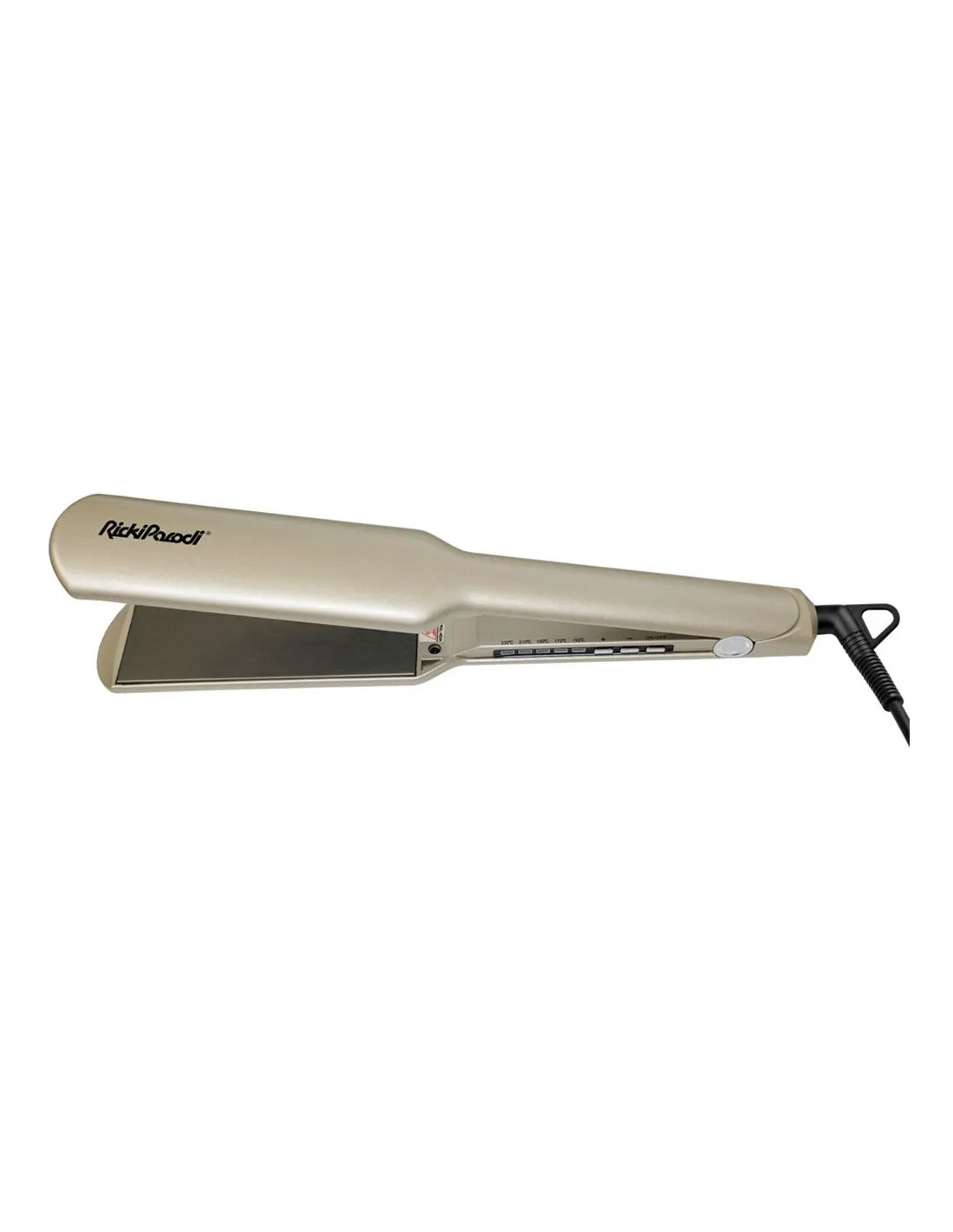 Prancha alisadora de cabelo RickiParodi bege com placas pretas e cabo preto