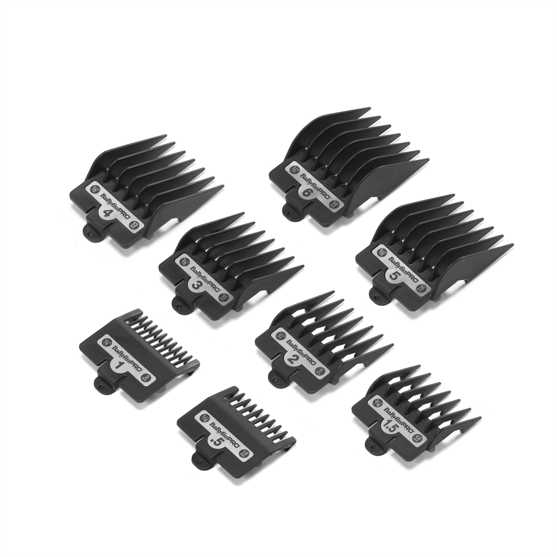 Conjunto de 8 pentes de aparador de cabelo pretos numerados