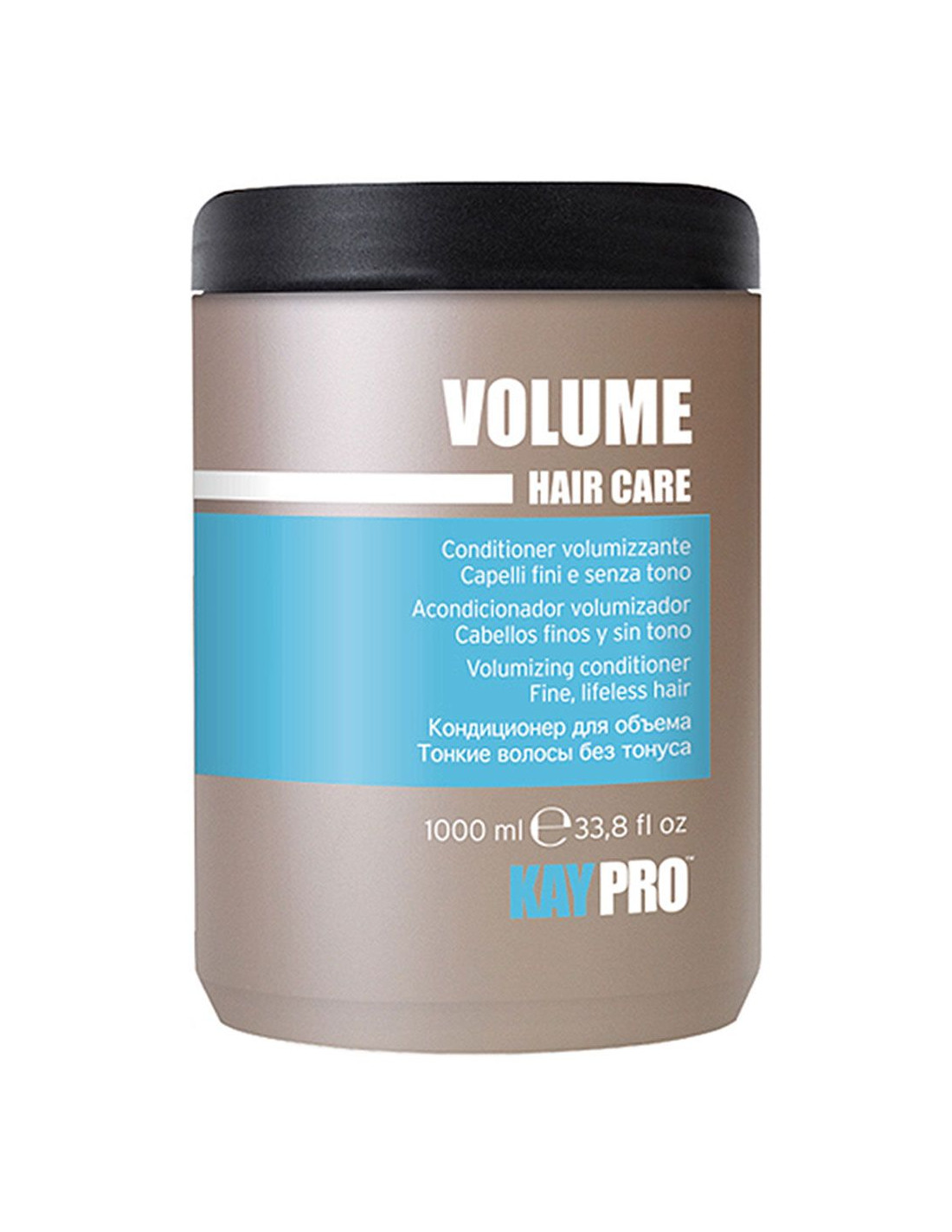 Frasco de condicionador volumizante KAY PRO com etiqueta azul