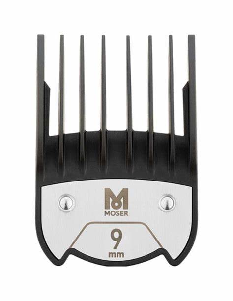 Acessório para máquina de cortar cabelo com dentes longos, preto e prata