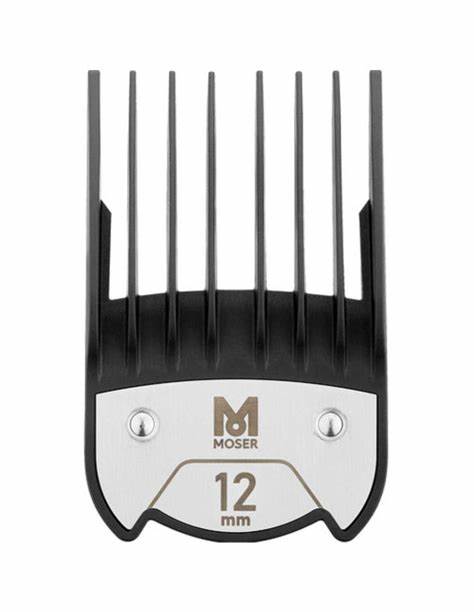Peça de corte para máquina de cabelo MOSER 12 mm preta e prateada