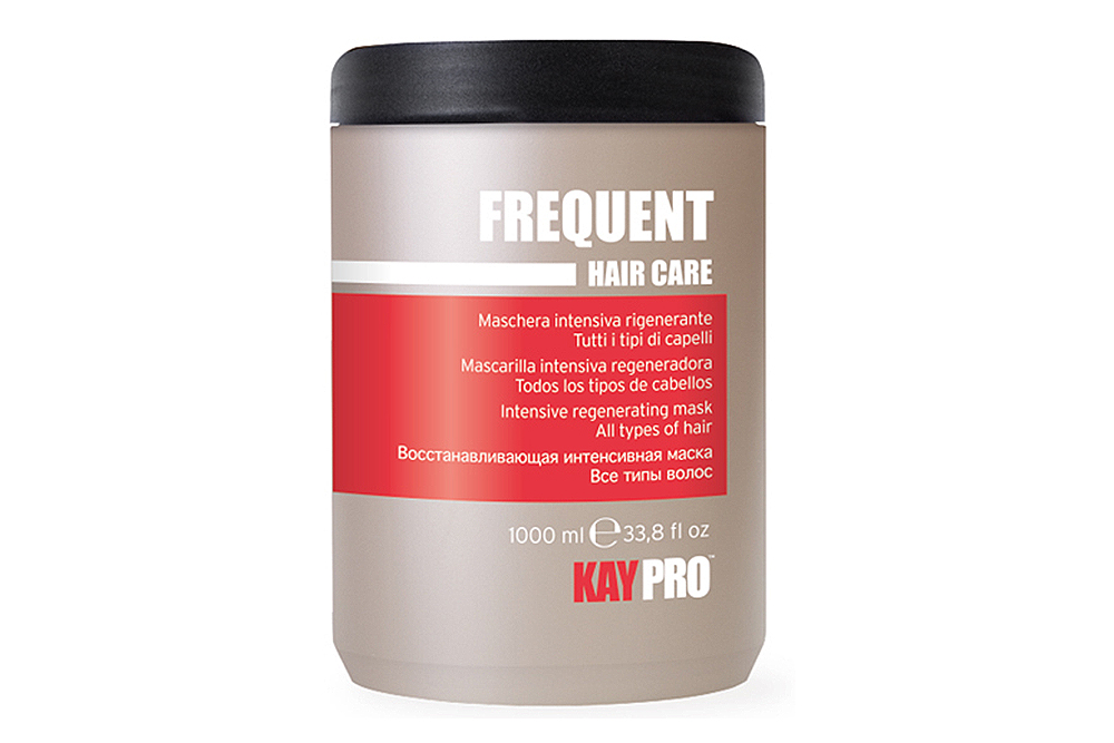 Frasco de máscara capilar regeneradora intensiva FREQUENT HAIR CARE da KAY PRO