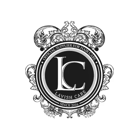 Logótipo preto e branco com letras LC e texto oficial para cuidados capilares