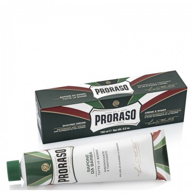 Creme de barbear Proraso 150 ml com embalagem verde, branca e vermelha