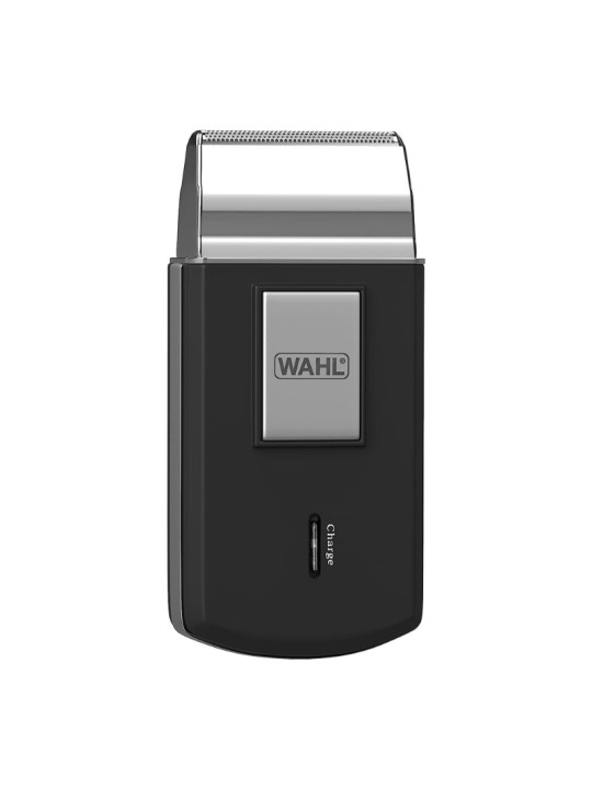 Aparelho de barbear elétrico preto WAHL com detalhes metálicos prateados