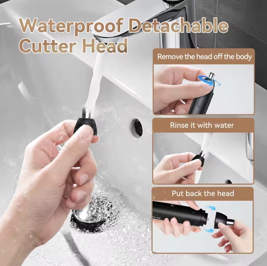 Cabeça cortadora destacável sendo lavada à mão