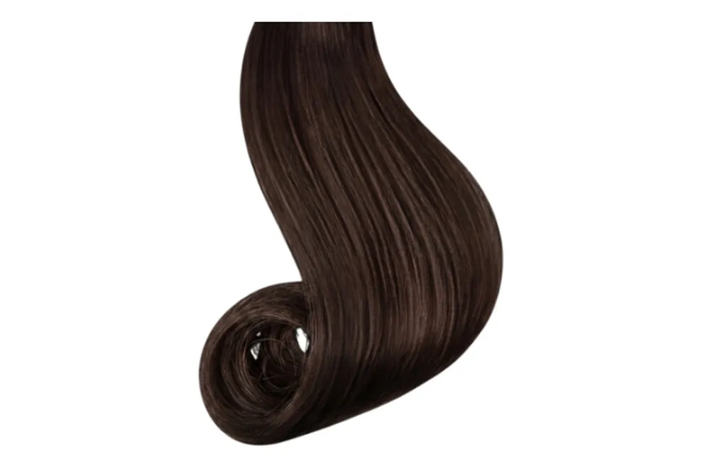 Amostra de cabelo sintético castanho escuro