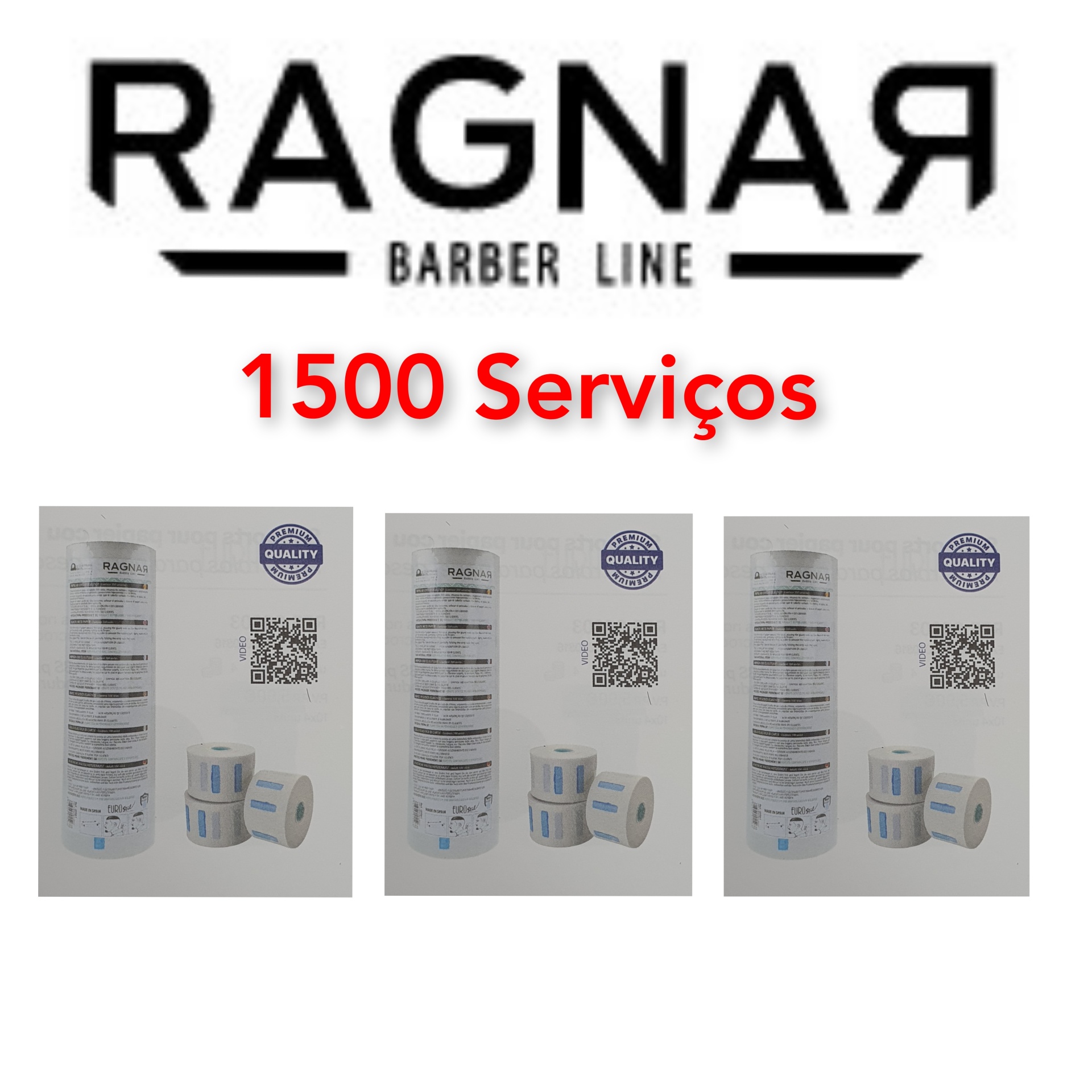 Rolos de etiquetas adesivas RAGNAR BARBER LINE com texto 1500 Serviços