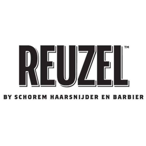 Logótipo REUZEL com texto adicional em fundo branco