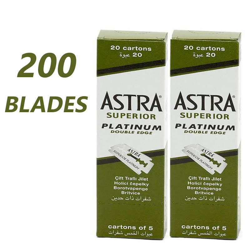 Duas embalagens de lâminas de barbear Astra Superior Platinum Double Edge