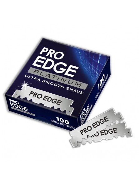 Caixa de lâminas de barbear PRO EDGE Platinum azul com lâminas expostas