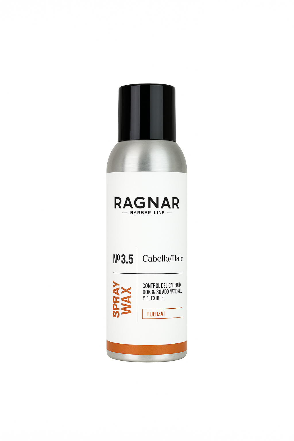 Frasco spray wax para cabelo RAGNAR Barber Line prateado com tampa preta
