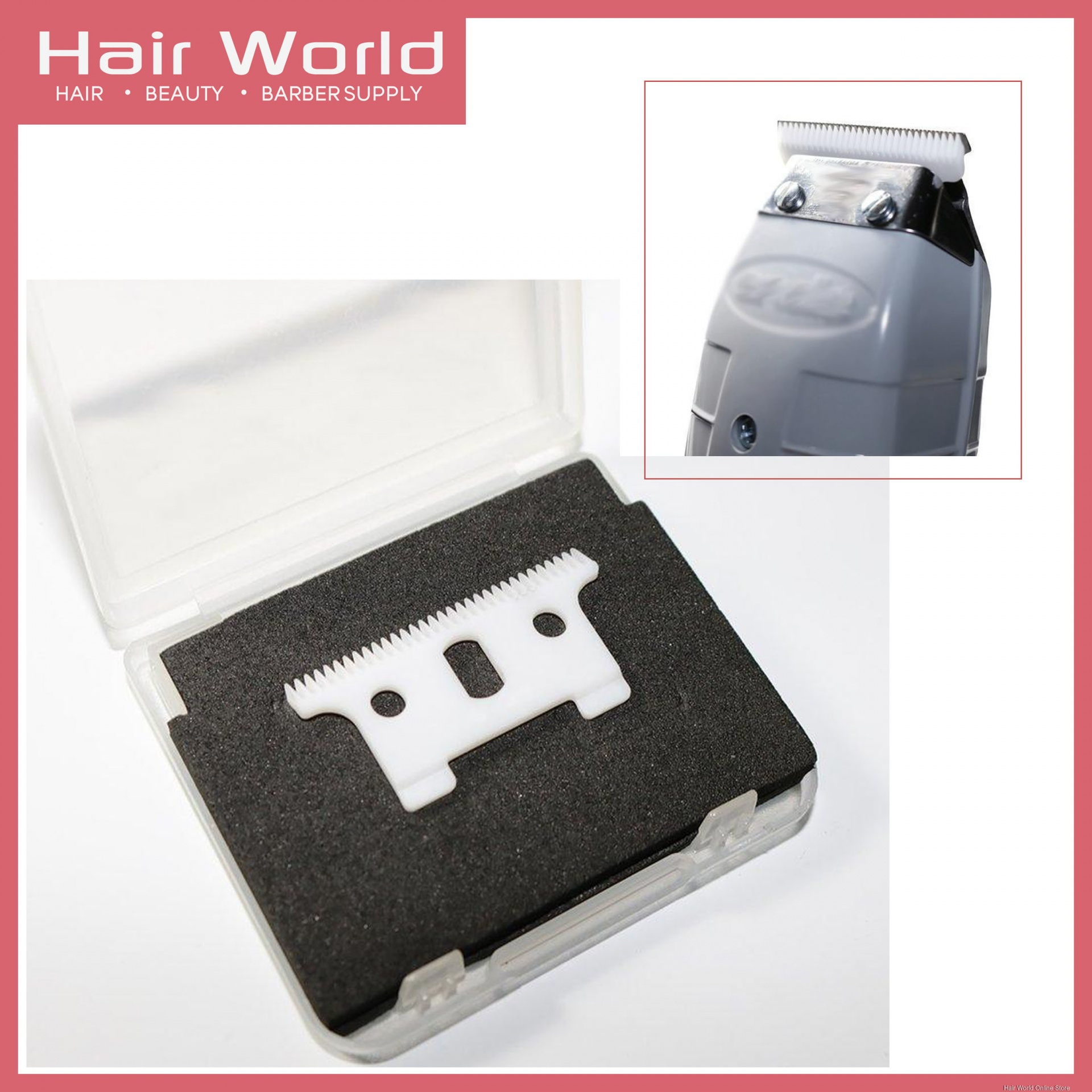 Lâmina de corte branca para máquina de barbear na caixa de armazenamento