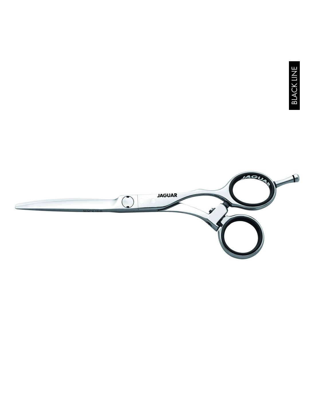 Tesoura de corte profissional prateada com detalhes pretos