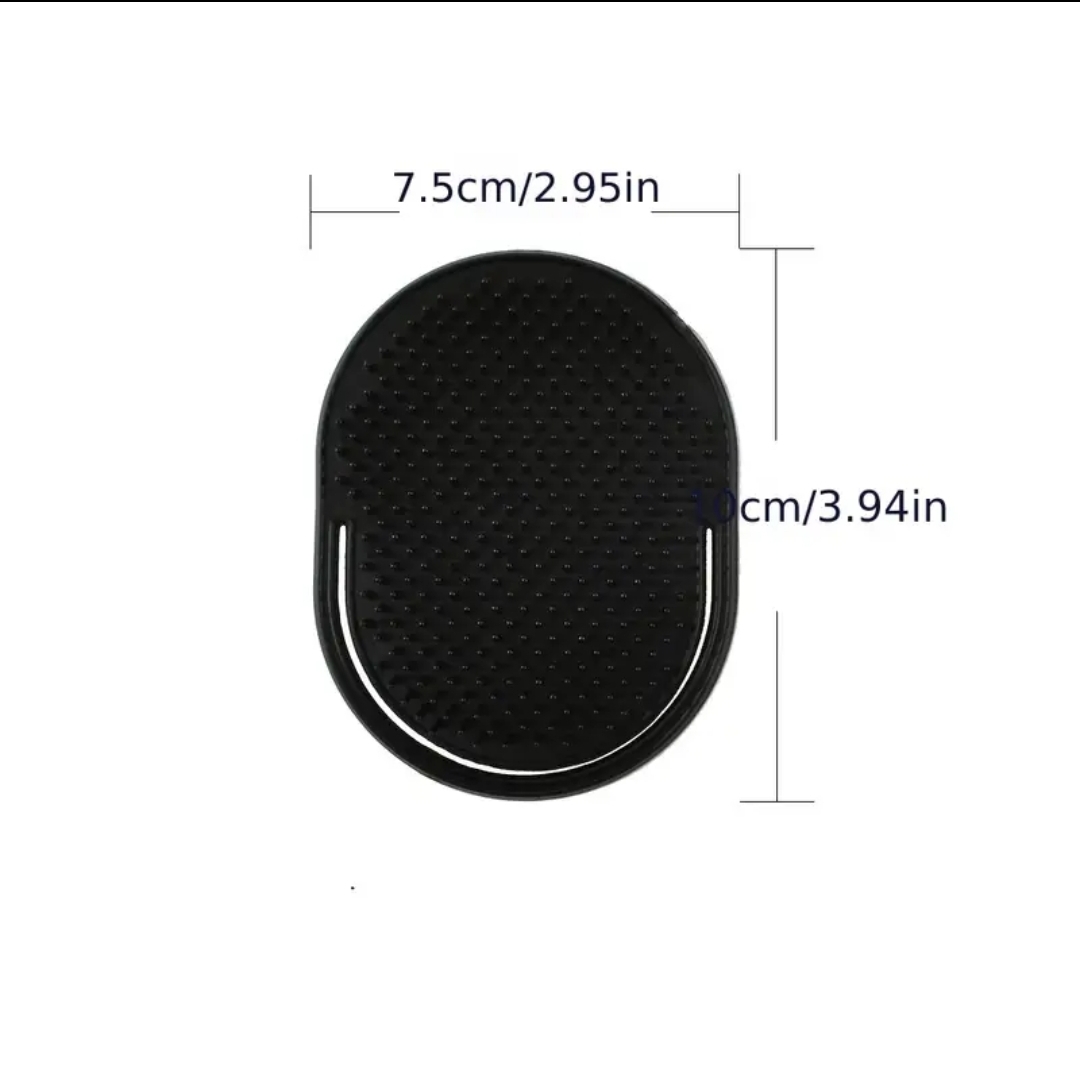 Tapete antiderrapante oval preto com textura pontilhada