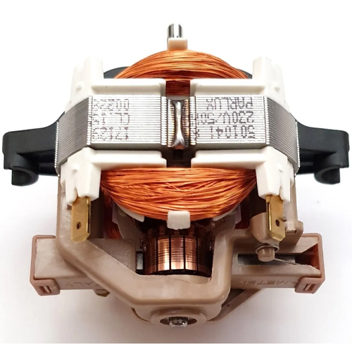 Motor elétrico com bobinas de cobre e peças plásticas