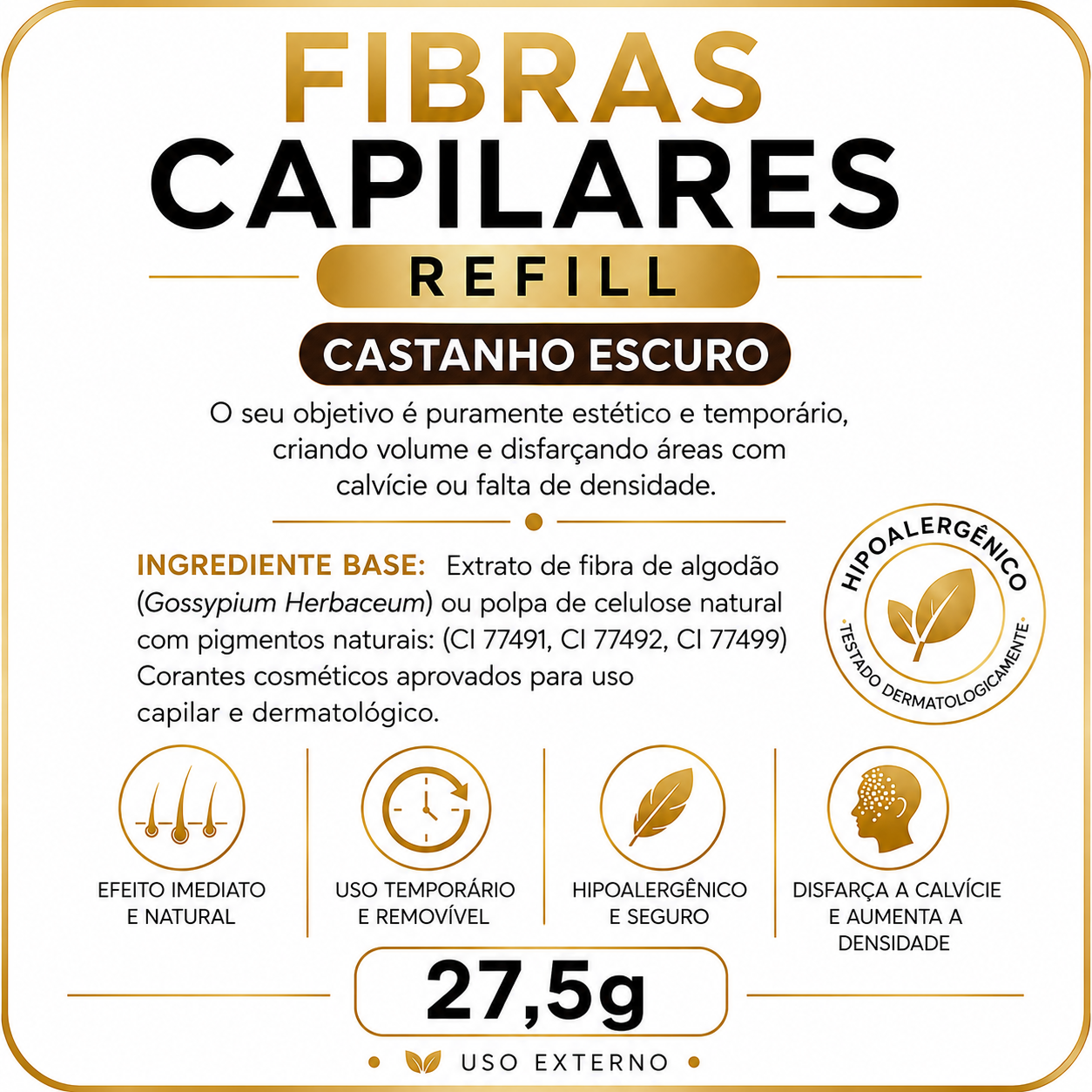 Etiqueta informativa de fibras capilares refill castanho escuro