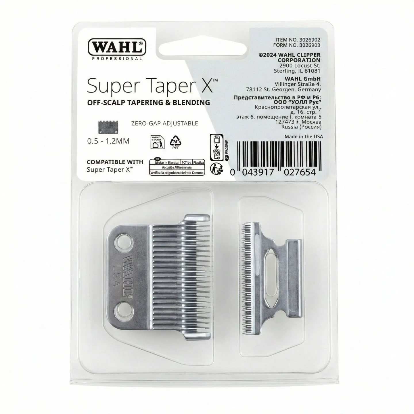 Lâminas metálicas para aparador WAHL Super Taper X em embalagem transparente