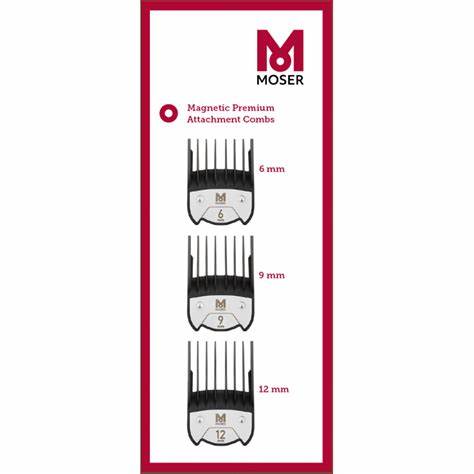 Embalagem de pentes magnéticos para máquina de cortar cabelo MOSER 6 mm, 9 mm, 12 mm