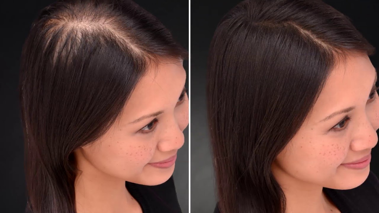 Antes e depois de cabelo feminino preto liso com diferença na densidade.