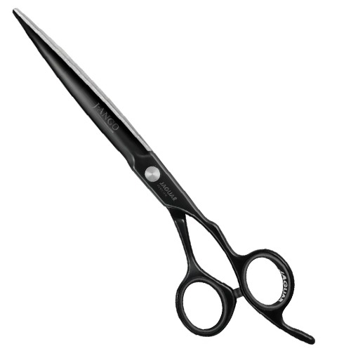 Tesoura preta de corte com texto KHCO e JUNKI