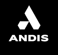 Logótipo ANDIS branco em fundo preto