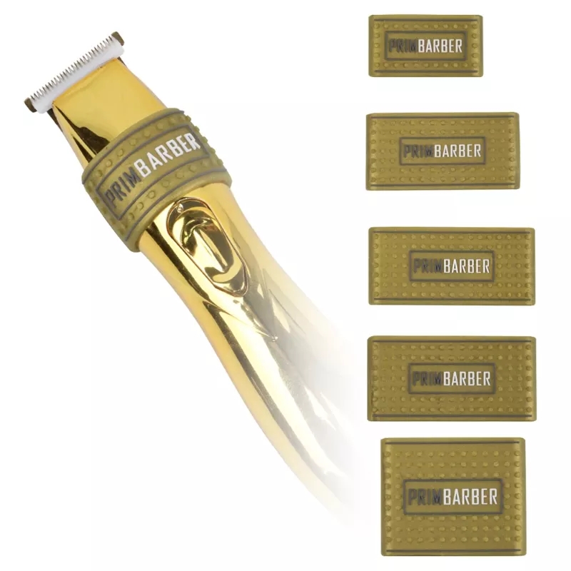 Máquina de cortar cabelo dourada com cinco lâminas douradas PRIM BARBER