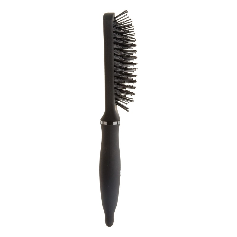Escova de cabelo preta com cabo de plástico e cerdas mistas