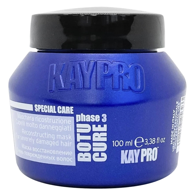 Frasco azul de máscara reconstrutora para cabelo KAYPRO BOTU CURE phase 3 100 ml