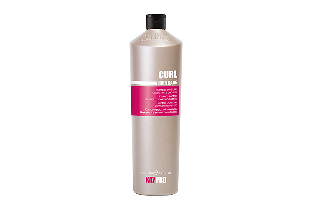 Frasco de Champô KAY PRO CURL com etiqueta rosa