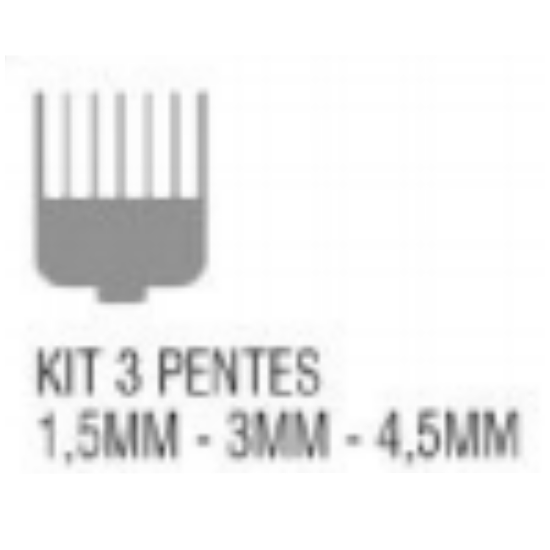Símbolo de pente com texto KIT 3 PENTES 1,5MM - 3MM - 4,5MM